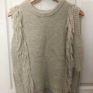 Intermix Cut Off Fringe Sweater
